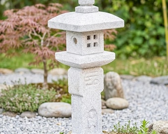 Japanese Oribe-Style Hand-Carved Granite Stone Lantern