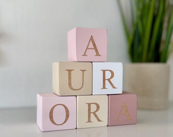 Personalised Wooden Baby Name Blocks | Custom Nursery Decor