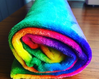 Handmade Rainbow Fleece Blanket, Baby, Pet, LGBTQ+ Pride Throw