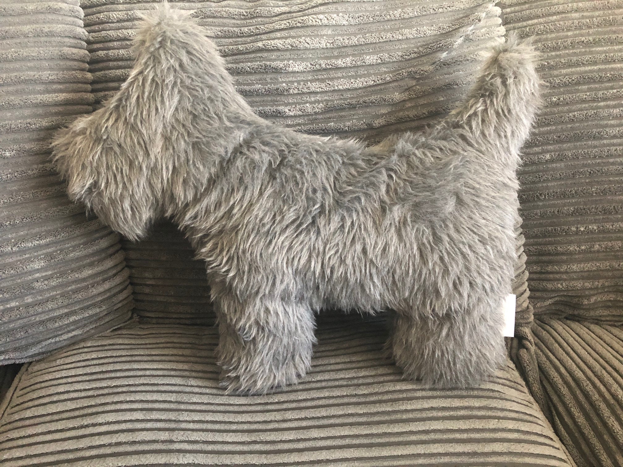 Handmade Grey Fluffy Dog Shaped Pillow in Soft Cuddly Fabric Etsy UK