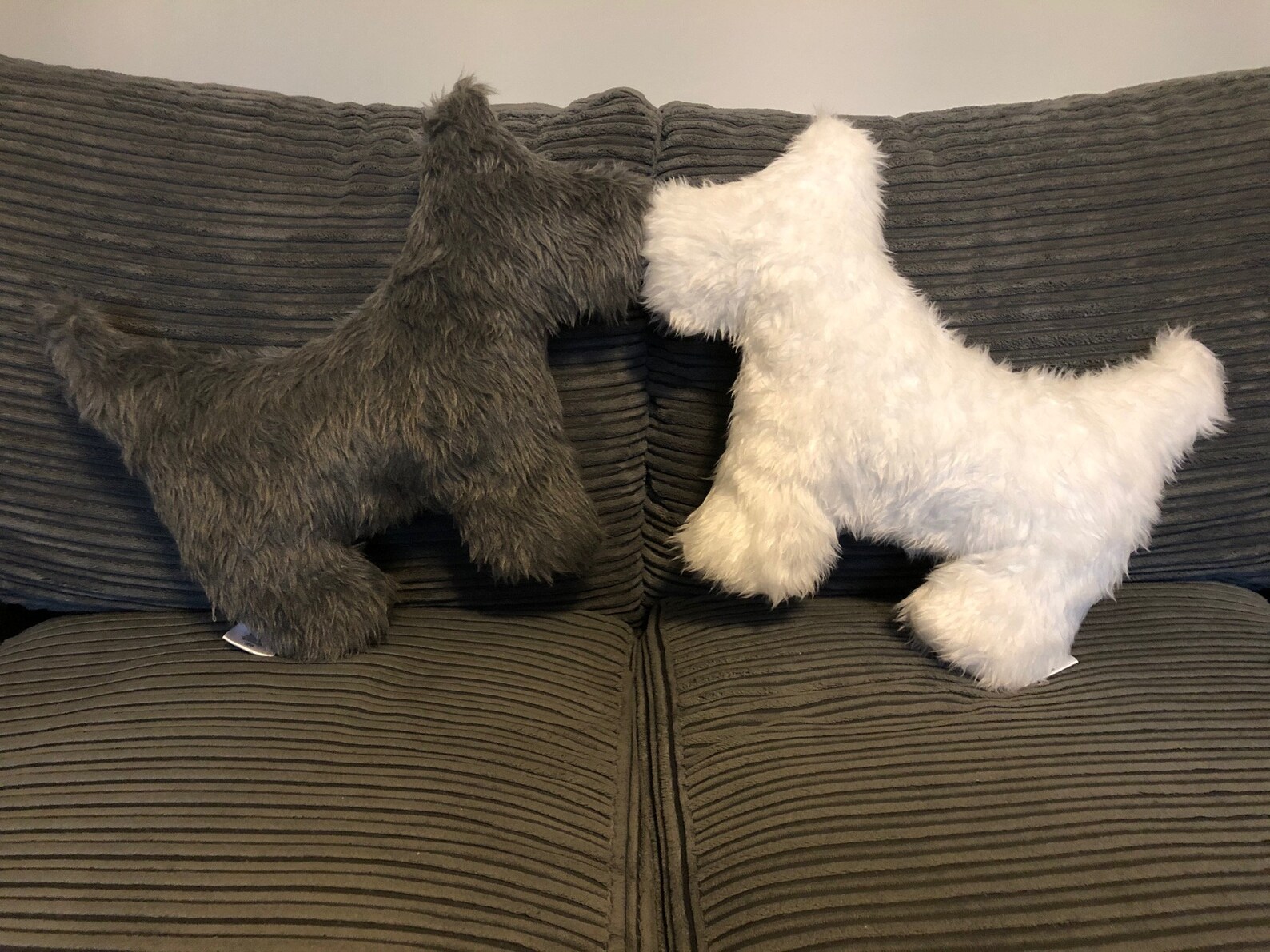Handmade Grey Fluffy Dog Shaped Pillow in Soft Cuddly Fabric Etsy UK