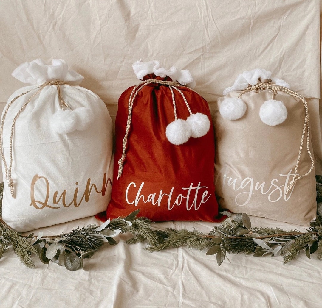 Personalised Extra Large White Christmas Sack - Santa Stocking Filler, 70cm, UK Made