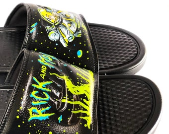 rick and morty nike slides