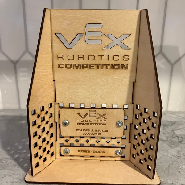 VEX trophy SVG (digital file only) for laser machine, includes Excellence, Judges, and Design plaques.