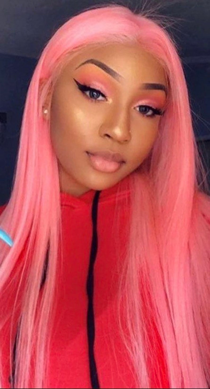 Sureslay Baby Pink Human Hair Wigs pink Lace Front Human Etsy