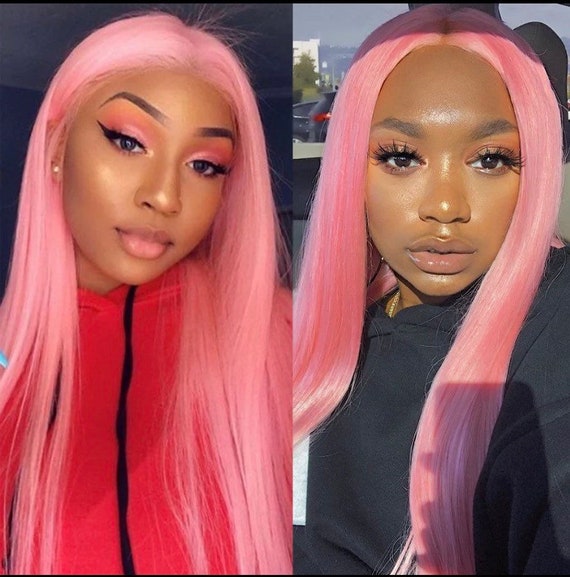 Sureslay Baby Pink Human Hair Wigs pink Lace Front Human - Etsy
