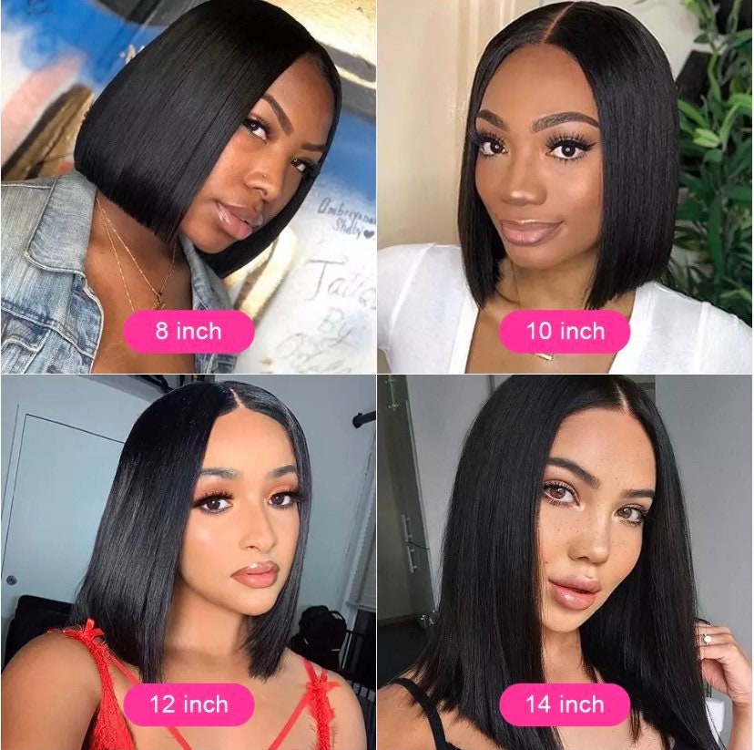 Short Bob Wig Straight Lace Front Human Hair Wig With Pre Etsy UK