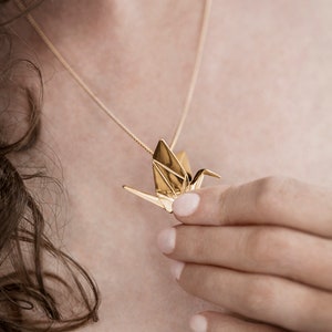 ORIZURU KRANICH HALSKETTE - Einzigartiger Anhänger - Origami Kranich Anhänger - Roségold Anhänger - Minimalistischer Anhänger - Kranich Liebhaber Geschenk - Eleganter Anhänger