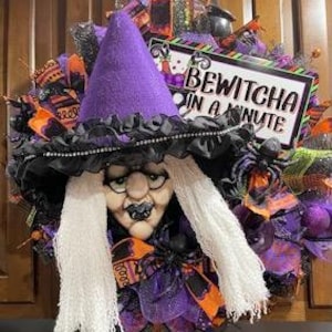 Bewitcha in a minute wreath, witch wreath, Halloween wreath, Halloween decor, witch decor, Halloween wreath for front door, Spider