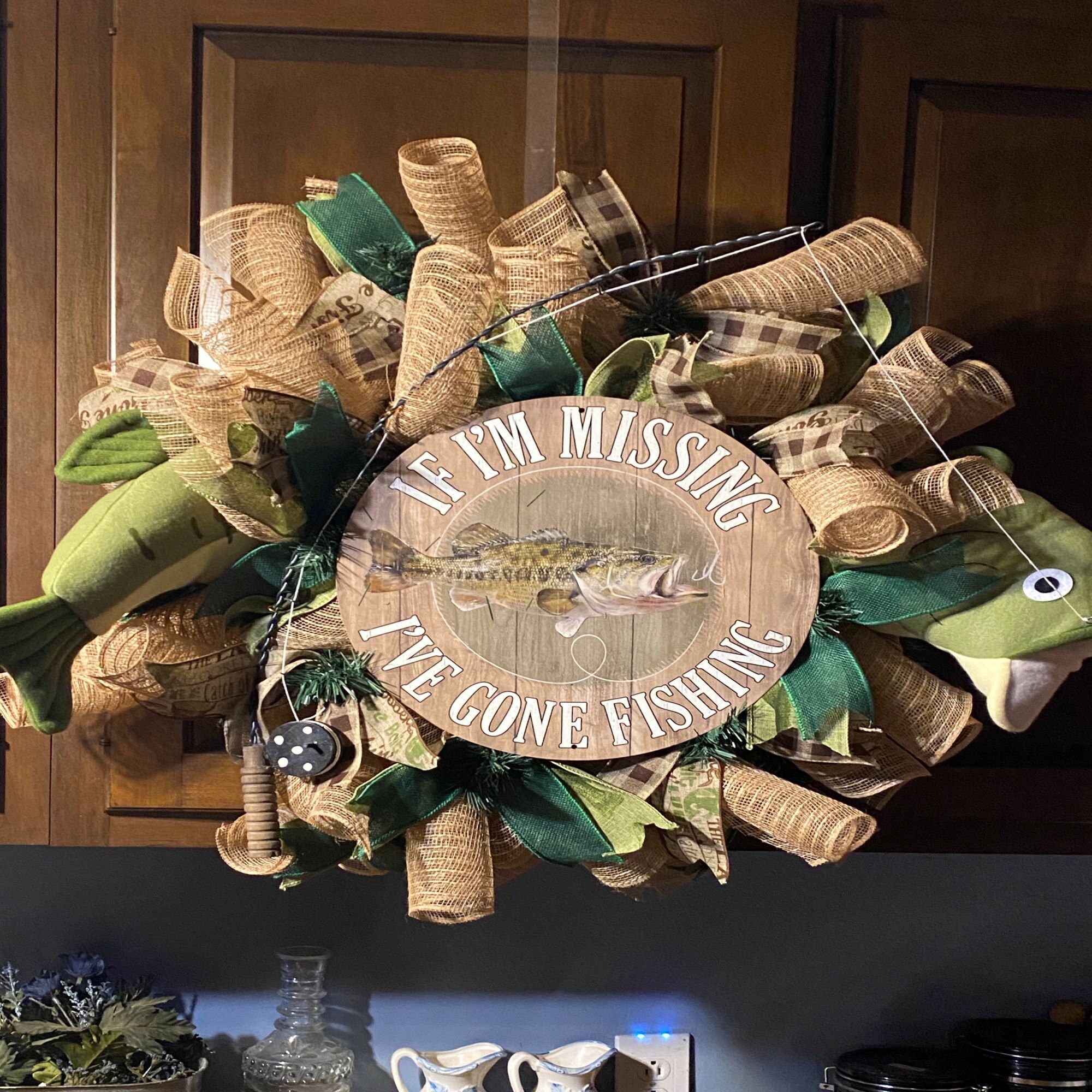 Rustic Fishing Pole 28 Inch Fishing Pole Decor Wreath Etsy