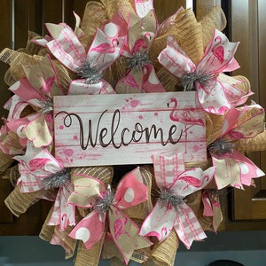 Flamingo wreath, Flamingo decor, Indoor wreath, Spring wreath, Summer Wreath, Flamingo Lover