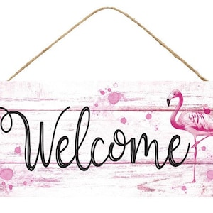Welcome Flamingo Sign, Flamingo Sign, Welcome sign, Wreath attachment, Wreath Center, Wreath supply, Craft supply