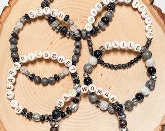 Era’s Tour Swiftie Bracelet Stack - Folklore Era - Peace, Seven, This Is Me Trying, Exile, Mad Woman, My Tears Ricochet - 6 Piece