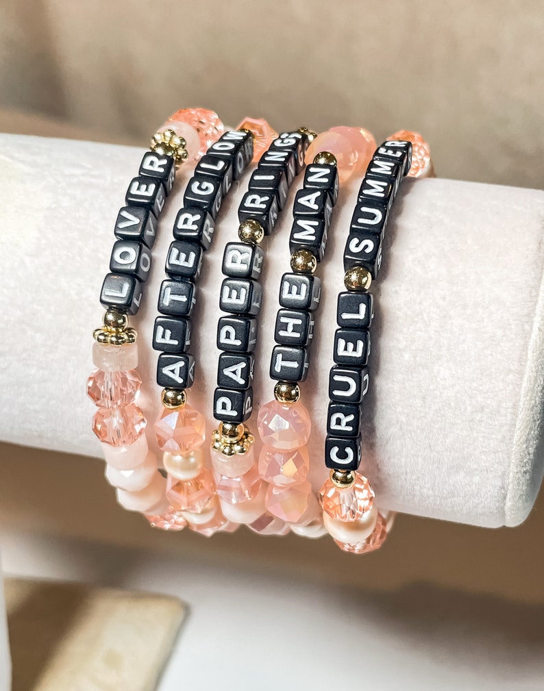 Eras Tour Swiftie Bracelet Stack Lover Era Peachy Pink Version 5 Piece