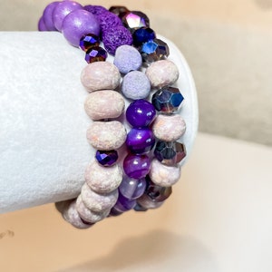 Game Day Collection - Purple Toned Bracelet Stack - 3 Piece