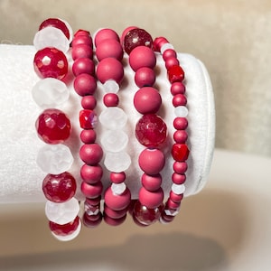 Game Day Collection - Texas A&M Aggies - Maroon/White Toned Bracelet Stack - 5 Piece