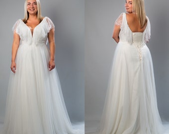 Vestido de novia Plus Size, vestido de novia Boho, vestido de novia Boho Plus Size, vestido de novia de encaje Chantelly, vestido de novia vintage