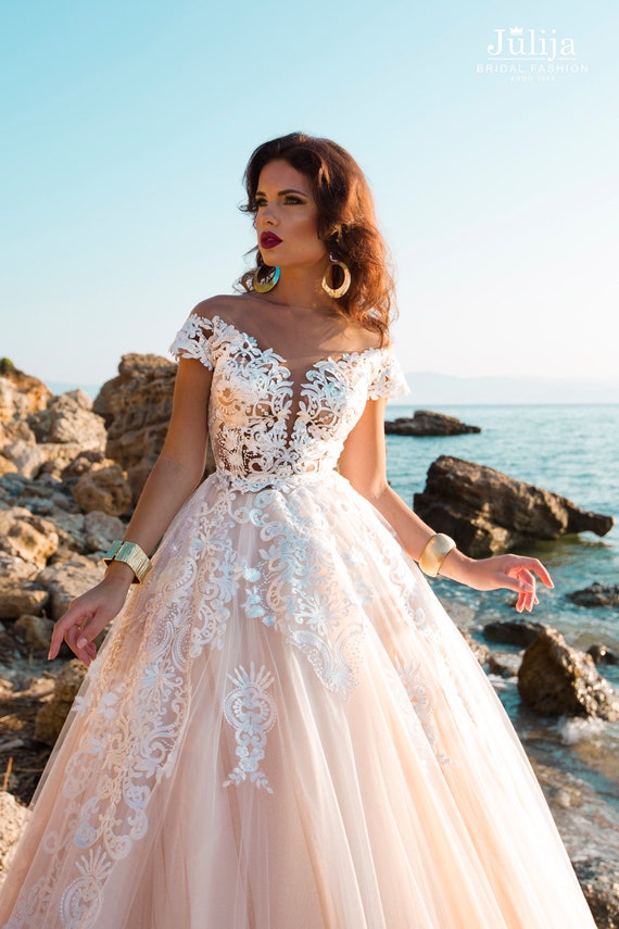 beige bridal dress