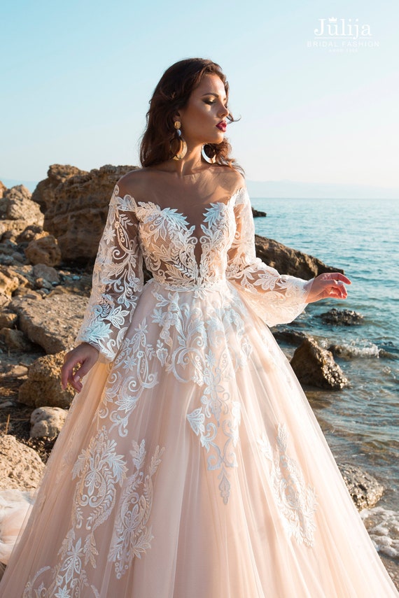 glitter lace wedding dress
