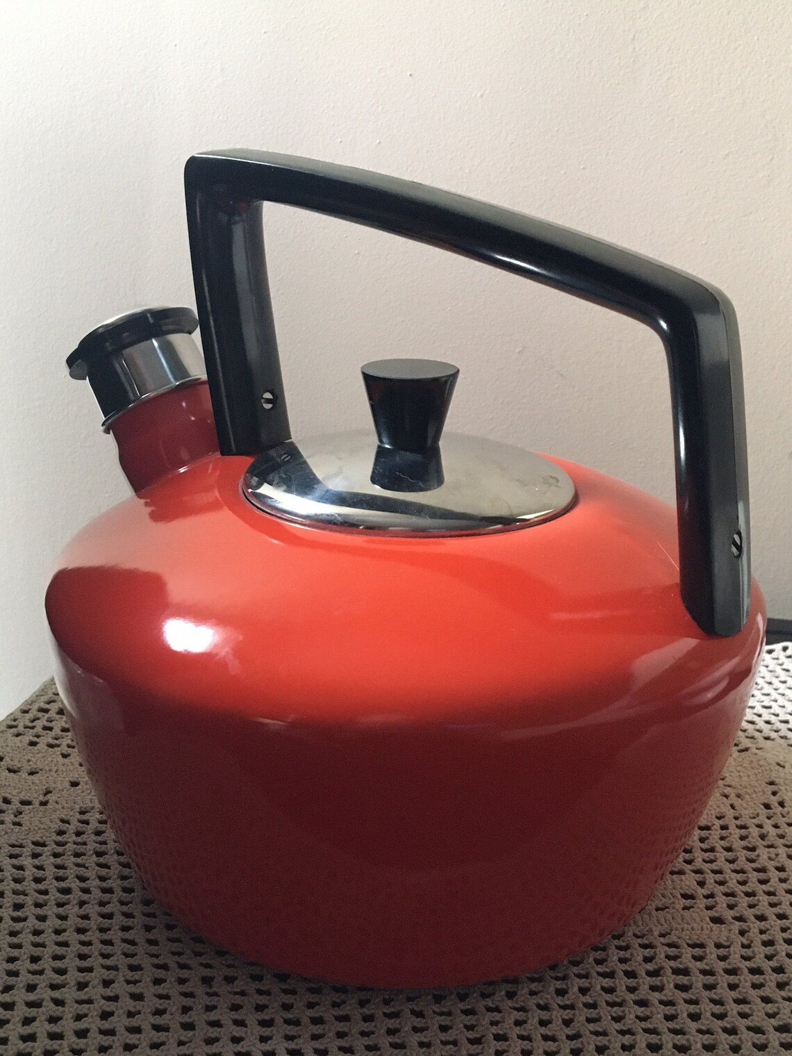 Dark Orange Vintage Tea Kettle 1970s Retro Seventies Tea Etsy