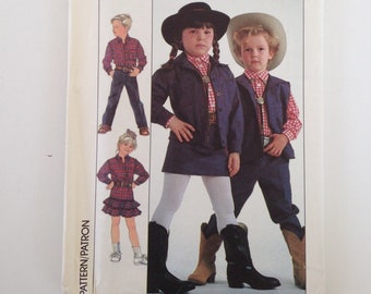 Vintage Simplicity Sewing Pattern #8259 UNCUT Cowboy or Cowgirl Child's Costume Size 5 for Chest 24"  1987
