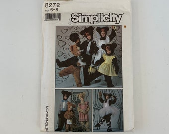 Vintage Simplicity Costume Sewing Pattern #8272 UNCUT Clothes for Bear Costume Child Size Chest 25"- 27"