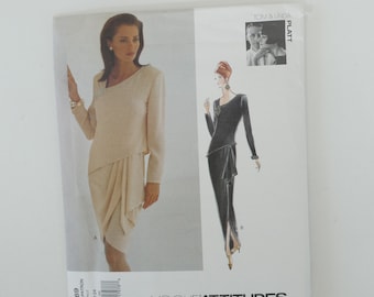 Vintage Vogue 1269 Tom and Linda Platt Designer Sewing Pattern UNCUT Asymmetrical Evening Dress Size 20-22-24 for 42&quot;- 46&quot; Bust 1993