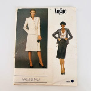 Vintage Vogue 2622 Valentino Couture Design Jacket with Ties and Mock Wrap Skirt, Misses Size 12 for 34" Bust 1980s