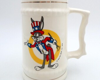 Bugs Bunny Uncle Sam Bicentennial Becher Stein 1976 Keramik USA Warner Bros VTG