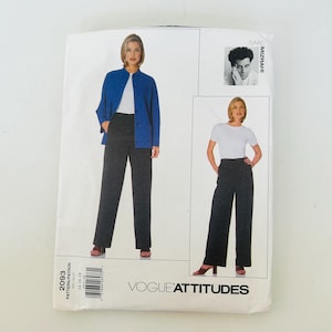 Vintage Vogue 2093 Isaac Mizrahi Designer Sewing Pattern UNCUT Misses Jacket and Pants Size 14-16-18 for 36" - 40" Bust 1998