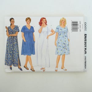 Vintage Butterick 6601 Schnittmuster UNCUT Kurzarm Kleid, Kaftan oder Nachthemd in Frauen-Größe 72-38-32 für Büste 13 bis 14 cm 2001