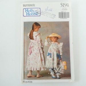 Vintage Butterick 5198 Sewing Pattern UNCUT Holly Hobbie Romantic Dress Petticoat for Little Girls Chest Sizes 21&quot; to 25&quot;