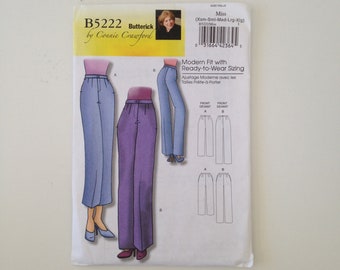 Butterick B5222 Patrón de costura UNCUT Pantalón de pierna recta o cónica, ajuste moderno con tamaño listo para usar por Connie Crawford Misses Size XS-XL
