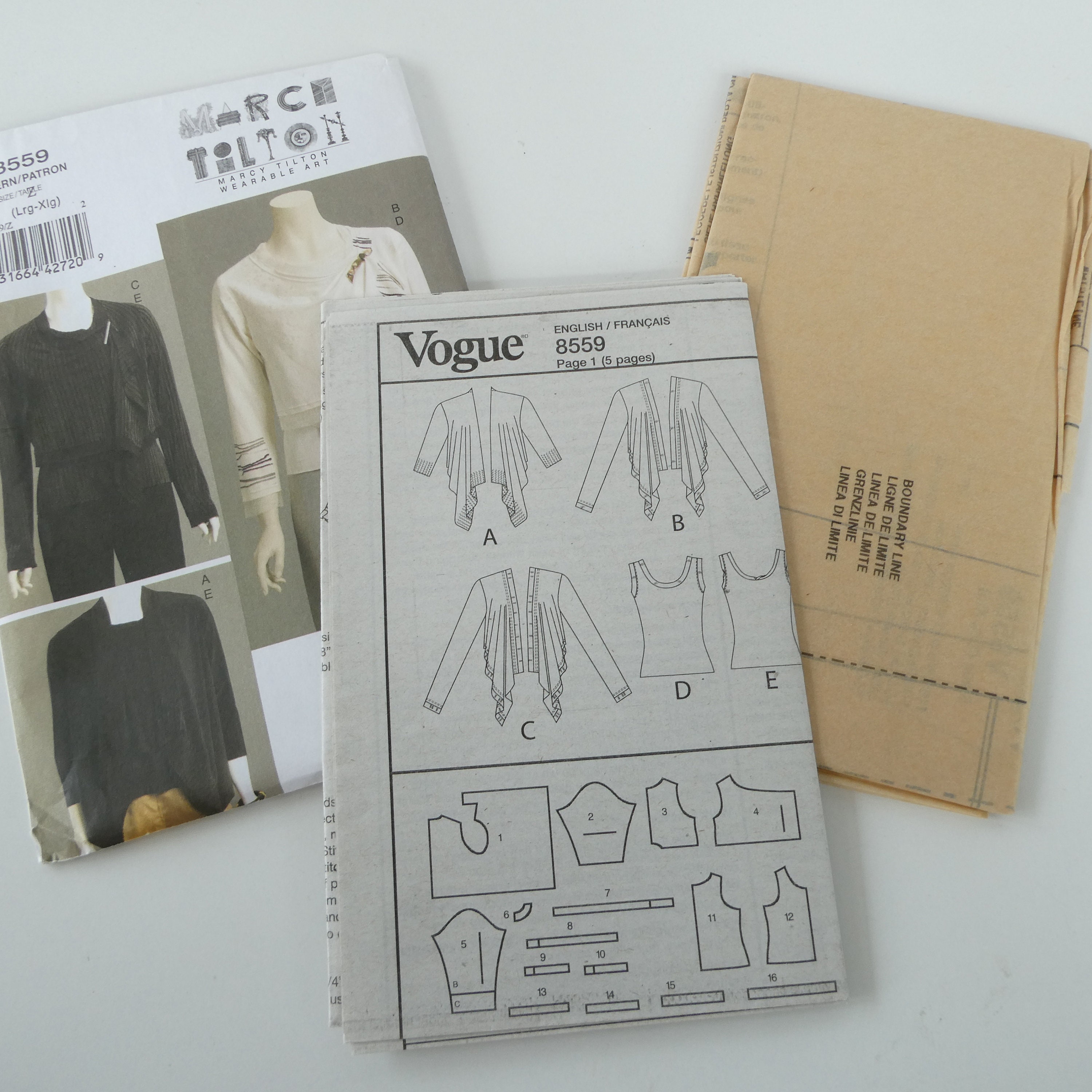 Vogue 8559 Marcy Tilton Sewing Pattern UNCUT Scarf Wrap Top Jacket ...