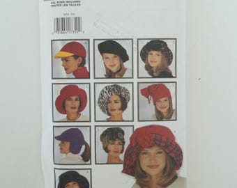 Vintage Butterick 3055 Sewing Pattern UNCUT Misses Fashion Hats Assortment  Fit Size 22&quot;-23&quot;- 24&quot;  1993