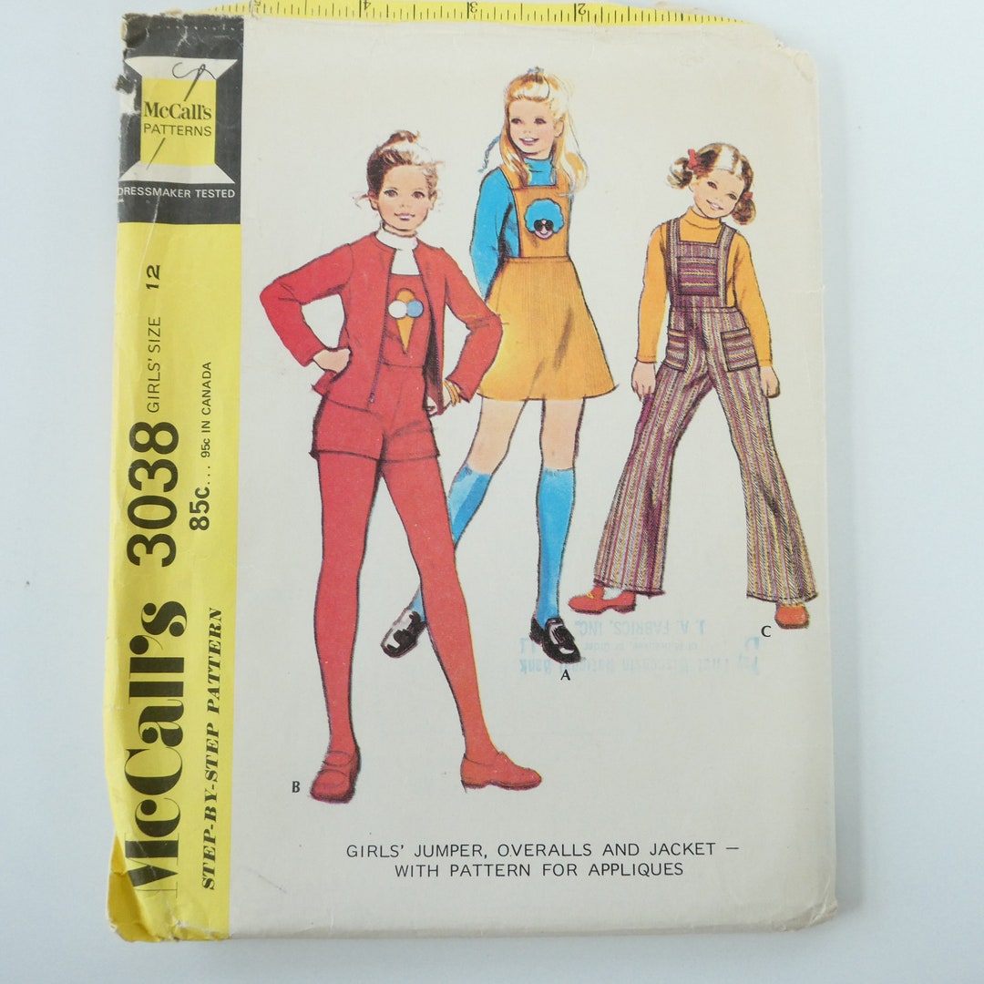 Vintage 1970's Mccall's 3038 Sewing Pattern UNCUT Girl's Jumper ...