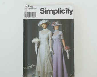 Vintage Simplicity 9716 Sewing Pattern UNCUT Edwardian Lace Wedding & Bridesmaid Gowns Size 6-8-10-12 for 32.5"-36" Bust 2001