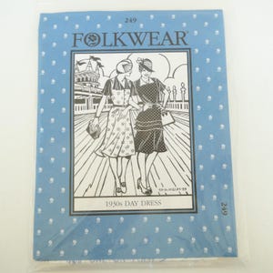 Vintage Folkwear #249 Sewing Pattern UNCUT 1930s Day Dress Misses Size 30 1/2&quot; to 54&quot; Bust 2005