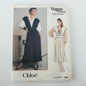 Cartamodello originale vintage Vogue 1584 Chloe Paris per maglione e camicetta da donna, taglia 8, per seno da 30,5", 1985