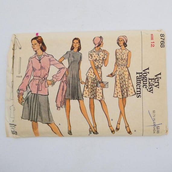 Vintage des années 70 très facile Vogue 8768 patron de couture non