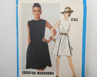Vintage Vogue 1783 Chester Weinberg Amiericana Designer Sewing Pattern UNCUT Sleeveless Mod Dress w/ Label Size 16 for a 36" Bust 1960's
