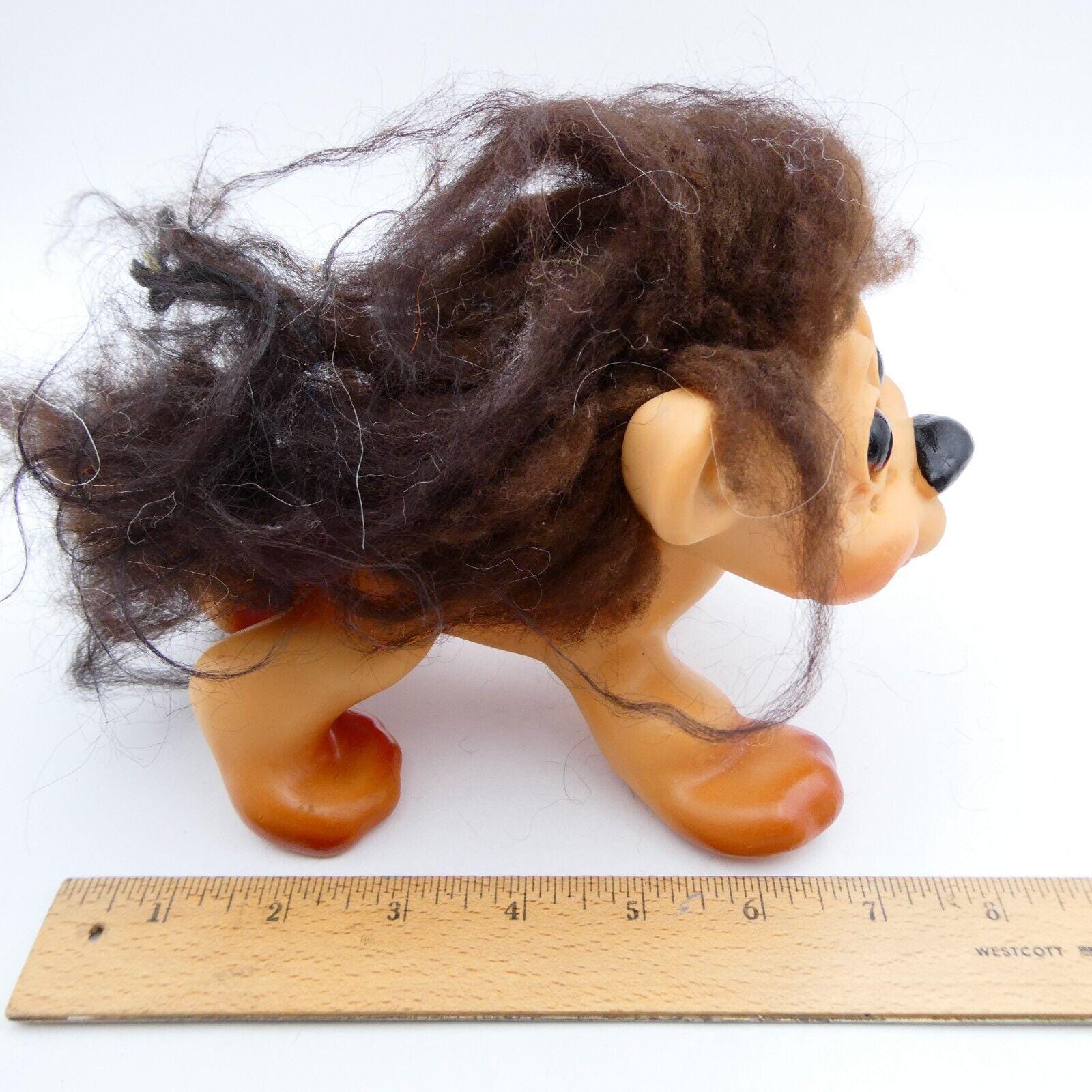 Dam Troll Lion Doll Toy Full Dark Brown Hair Tail 7x5 Inch 1960s