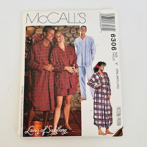 Cartamodello vintage Lanz of Salzburg per pigiama e camicia da notte unisex, McCall's 6306, NUOVO, taglie S, M, L per circonferenza torace da 31,5" a 40", 1992