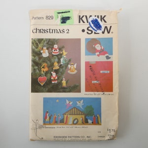 Vintage Kwik Sew 829 Boże Narodzenie 2 Wzór do szycia UNCUT Żłóbek ścienny, uchwyt na karty Świętego Mikołaja, ozdoby autorstwa Kersten Martensson