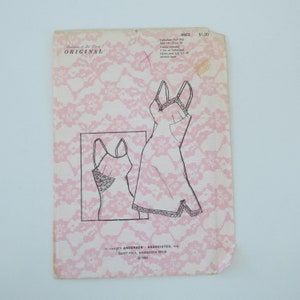 May include: A vintage sewing pattern for a taffeta full slip dress. The pattern is for sizes 16-30 and requires 1 yard of taffeta nylon and 1/2 yard of stretch lace. The pattern is from Dolors of St. Paul, Original.