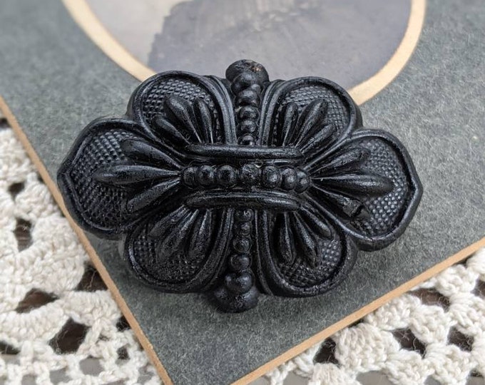 Victorian Gutta Percha Mourning Brooch. Etsy