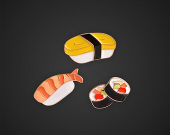 Set of 3, Sushi Pin, Sushi Lover Pin, Food Pin, Japanese Pin, Sushi