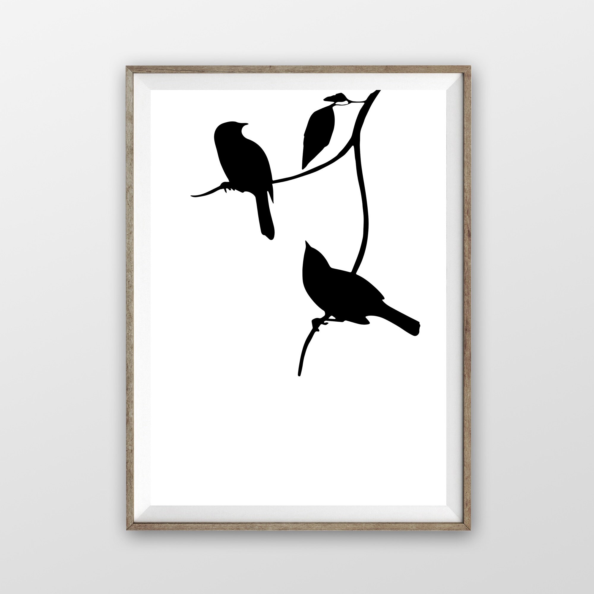 Black Bird Prints Set of 3 Bird Wall Art Modern Decor Black & Etsy