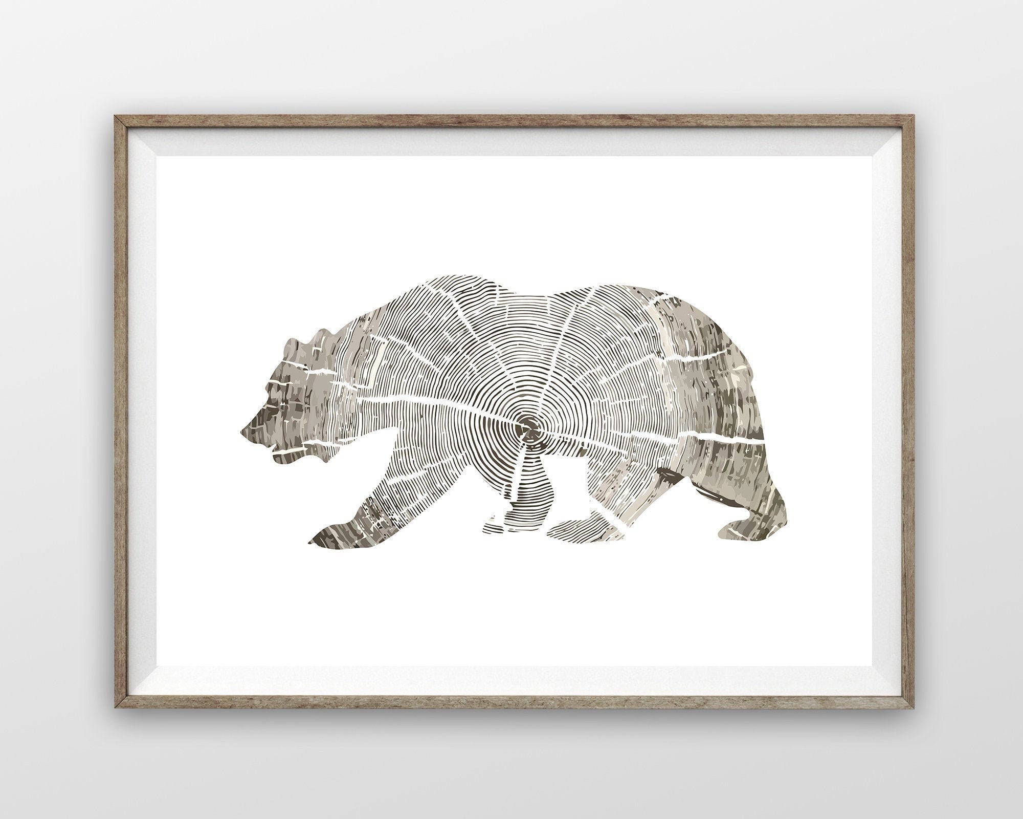 Bear Print Wooden Animal Wall Art Wildlife Bear Art Print | Etsy