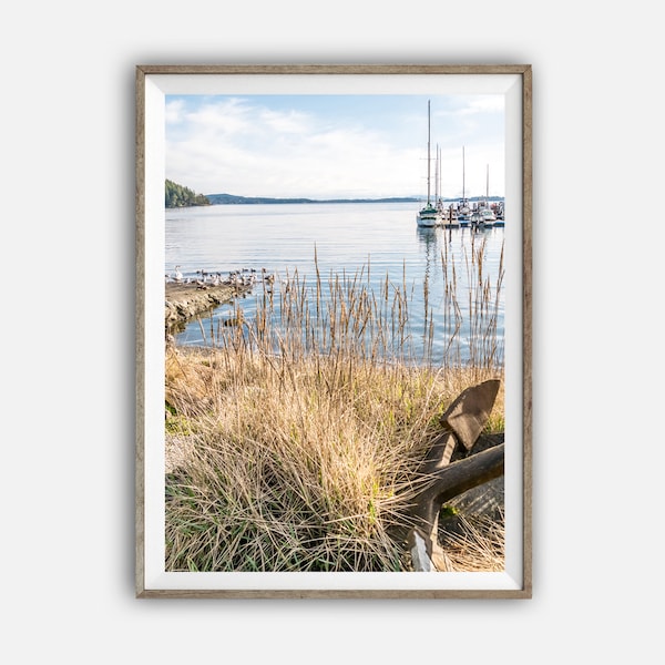 Coastal Wall Art Vertical Sailboats in Marina Pacific Coast Vancouver Island Ocean Photography Digital Download